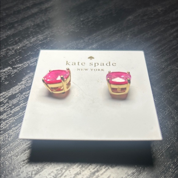 Kate Spade Pink Sparkle Stud Earrings – Gold Tone – NWT $58 Retail - Picture 3 of 6